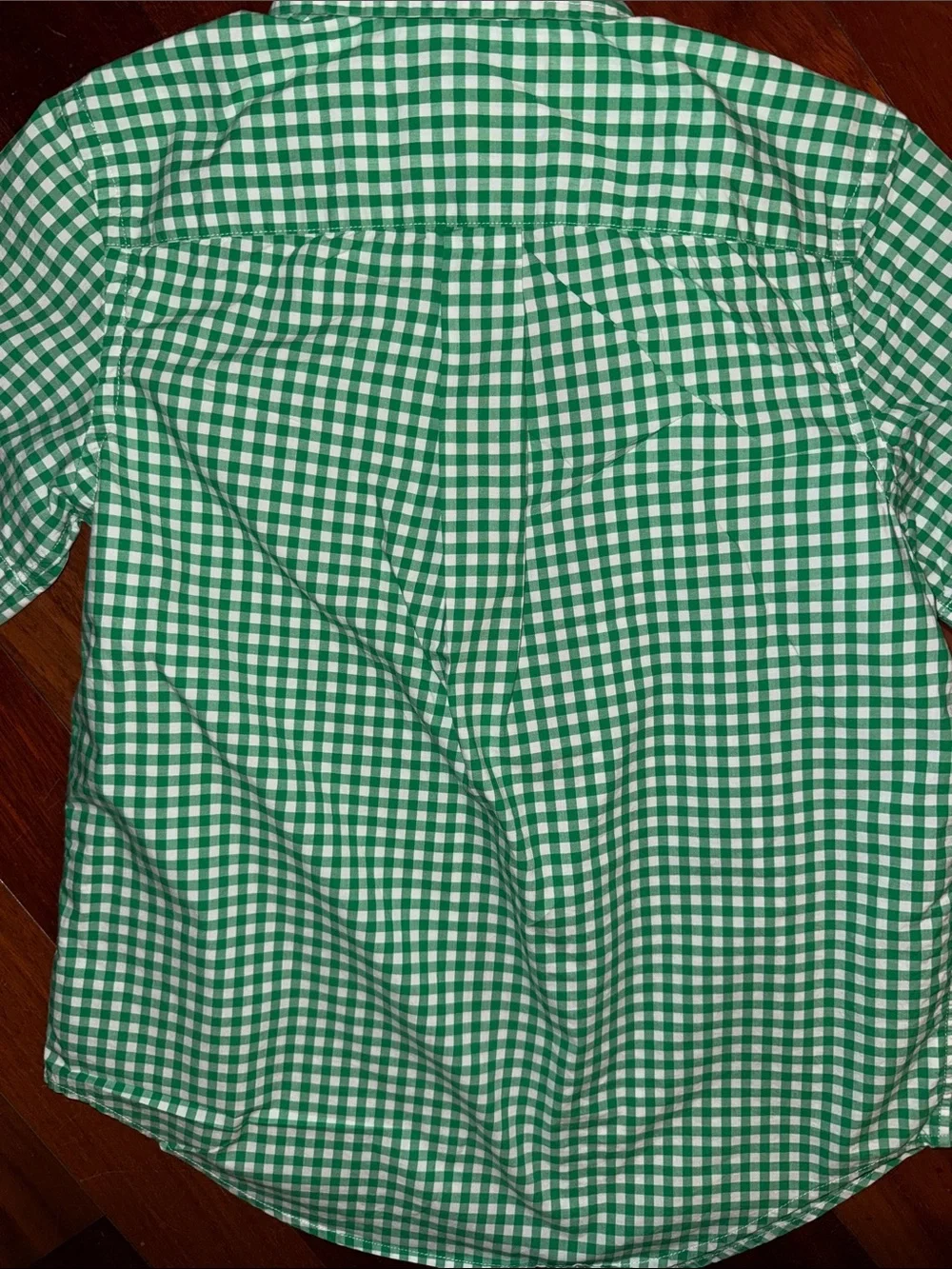 Ralph Lauren Green & White Gingham Button-Down Short Sleeve Shirt